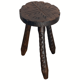 Brutalist carved tripod milking stool, 1950s