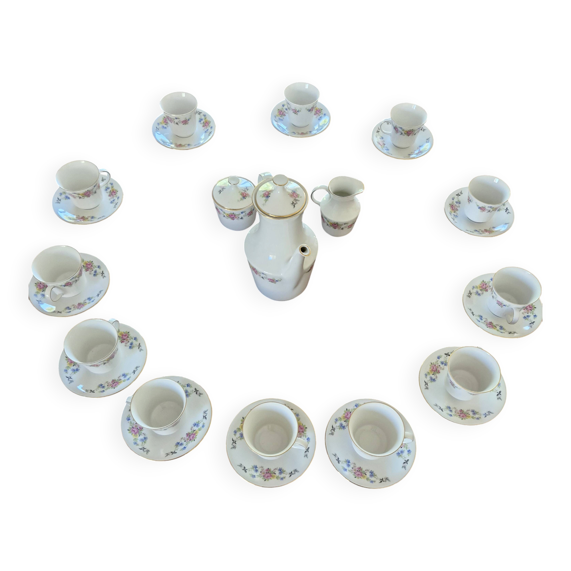 Vintage coffee service bavaria germany – porcelain with floral decoration