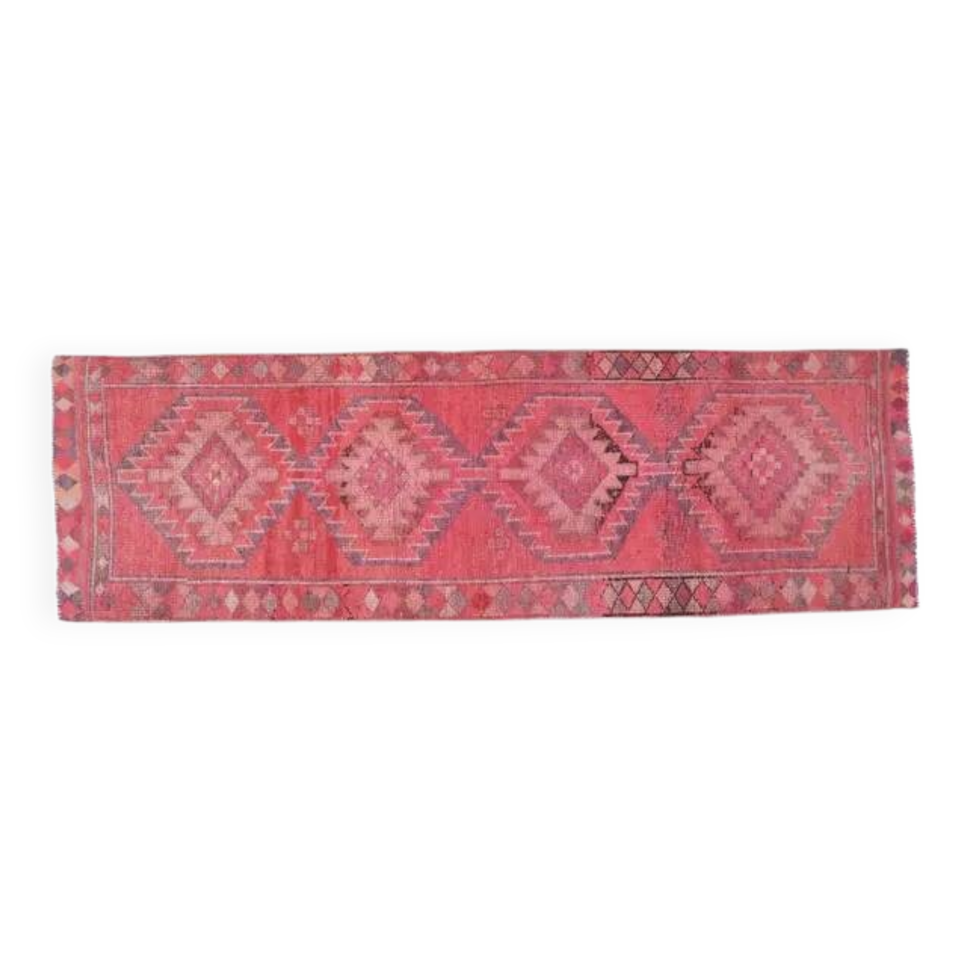 Tapis vintage turc Oushak fait à la main en laine et coton rose, années 1970