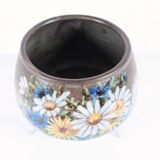 Tripod ceramic planter with floral design, signed Alexandre Kostanda, Vallauris