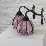 Pair of iron and glass wall lights