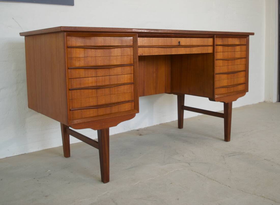 Danish Teak 7-Drawer Desk, 1960s.