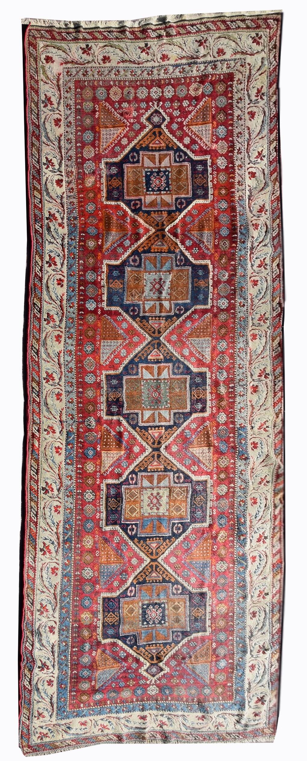 Very Old Turkish Rug, Kurdish Tribe: 1.58 X 3.35 Meters