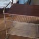 wooden and brass vinyl door trolley from the 1960s/1970s