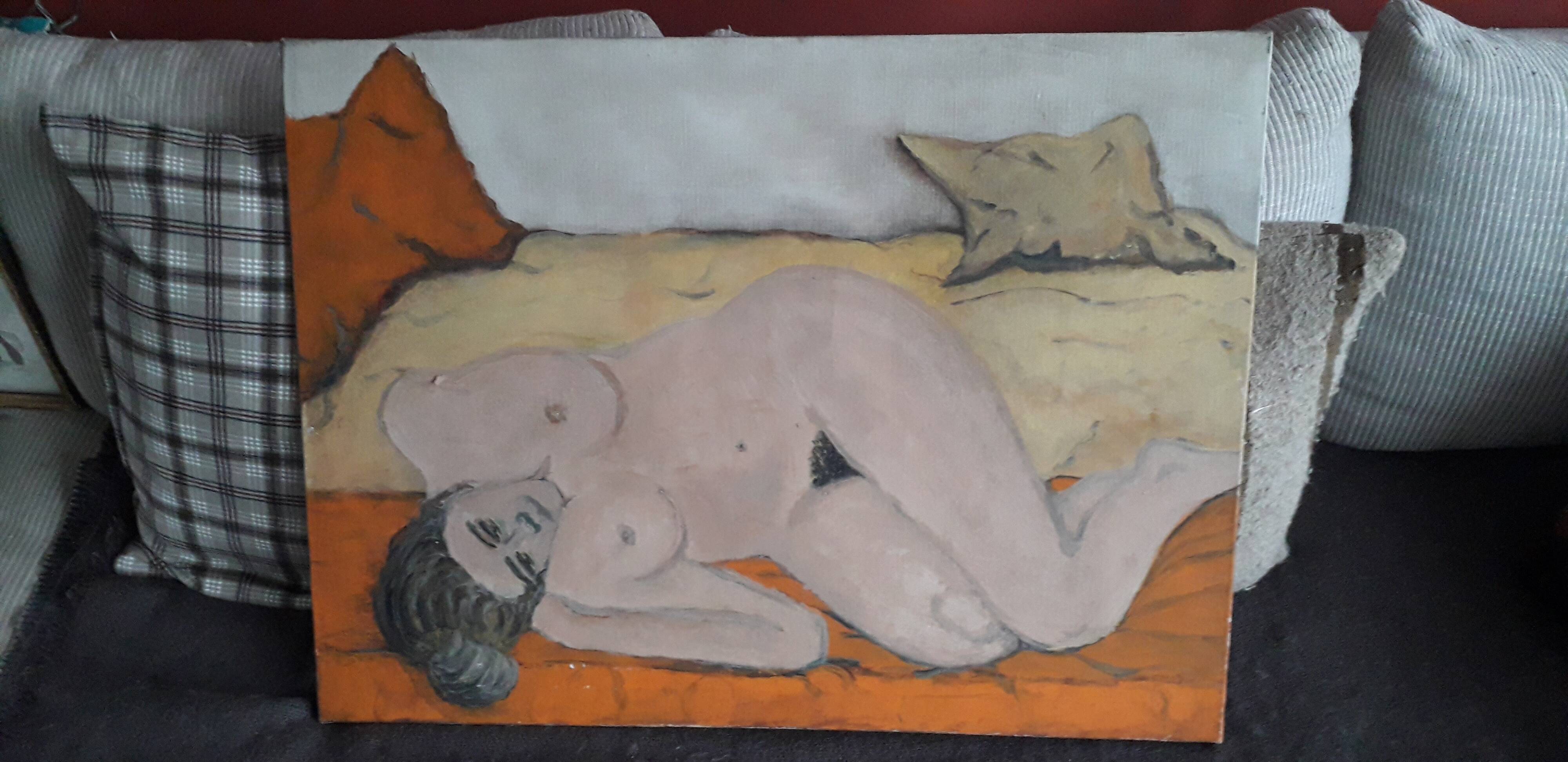 Old oil painting on canvas.