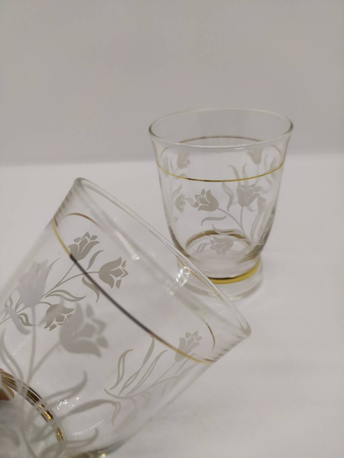 Vintage glasses with rose pattern
