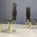 Vintage french brass dining chairs, set of 6 - 1970s