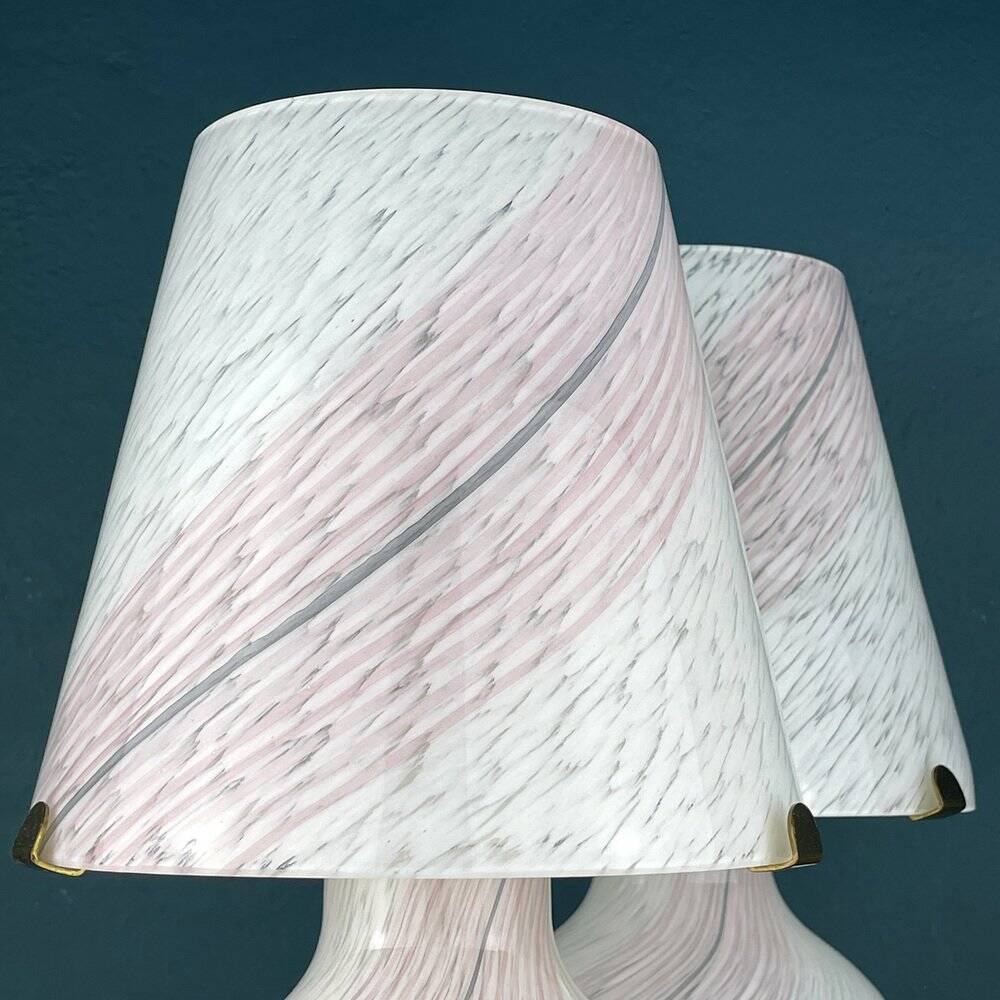 Mushroom table lamps in Murano glass, Italy, 1970s, set of 2
