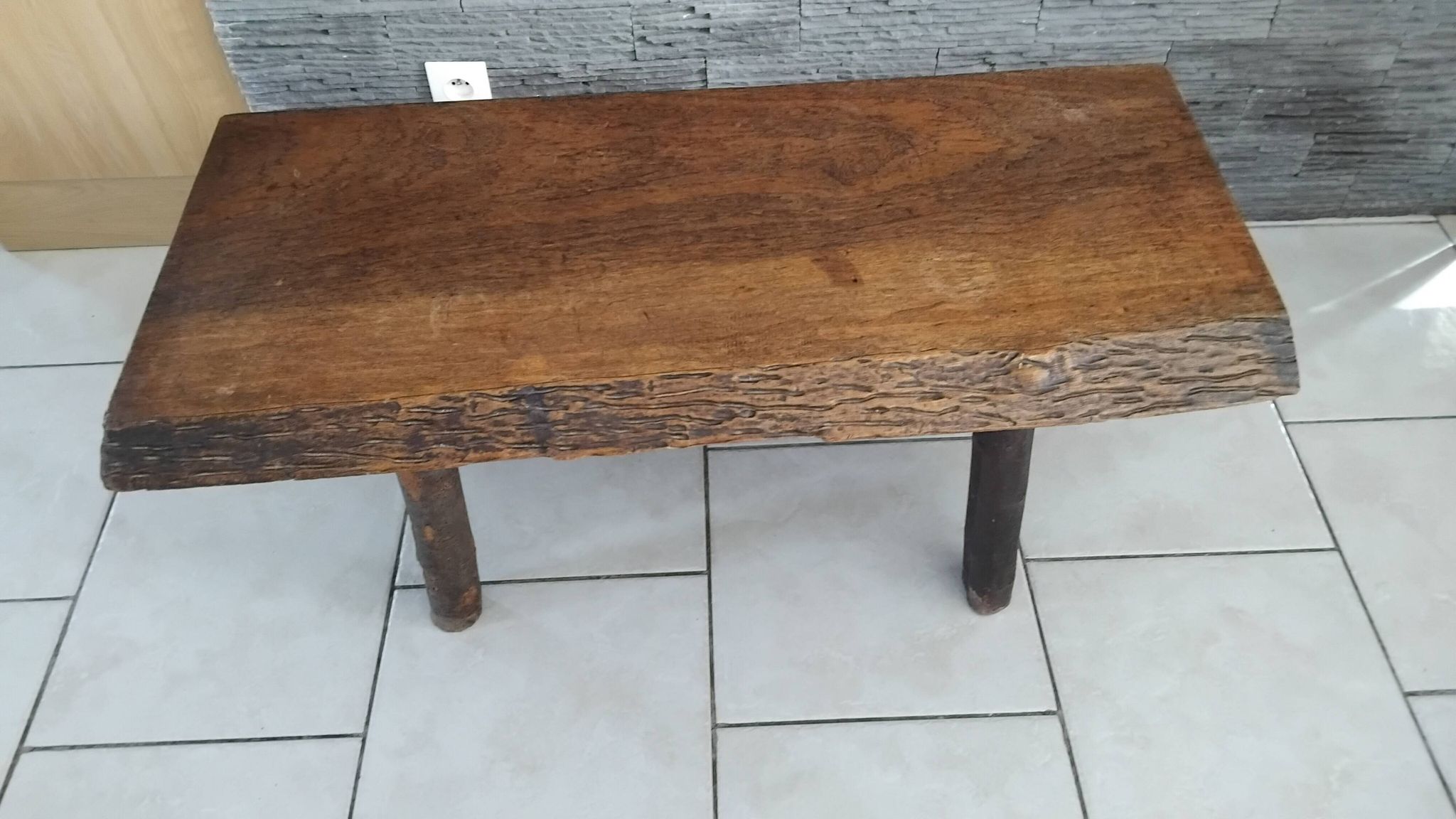 Vintage Brutalist Coffee Table in Solid Oak