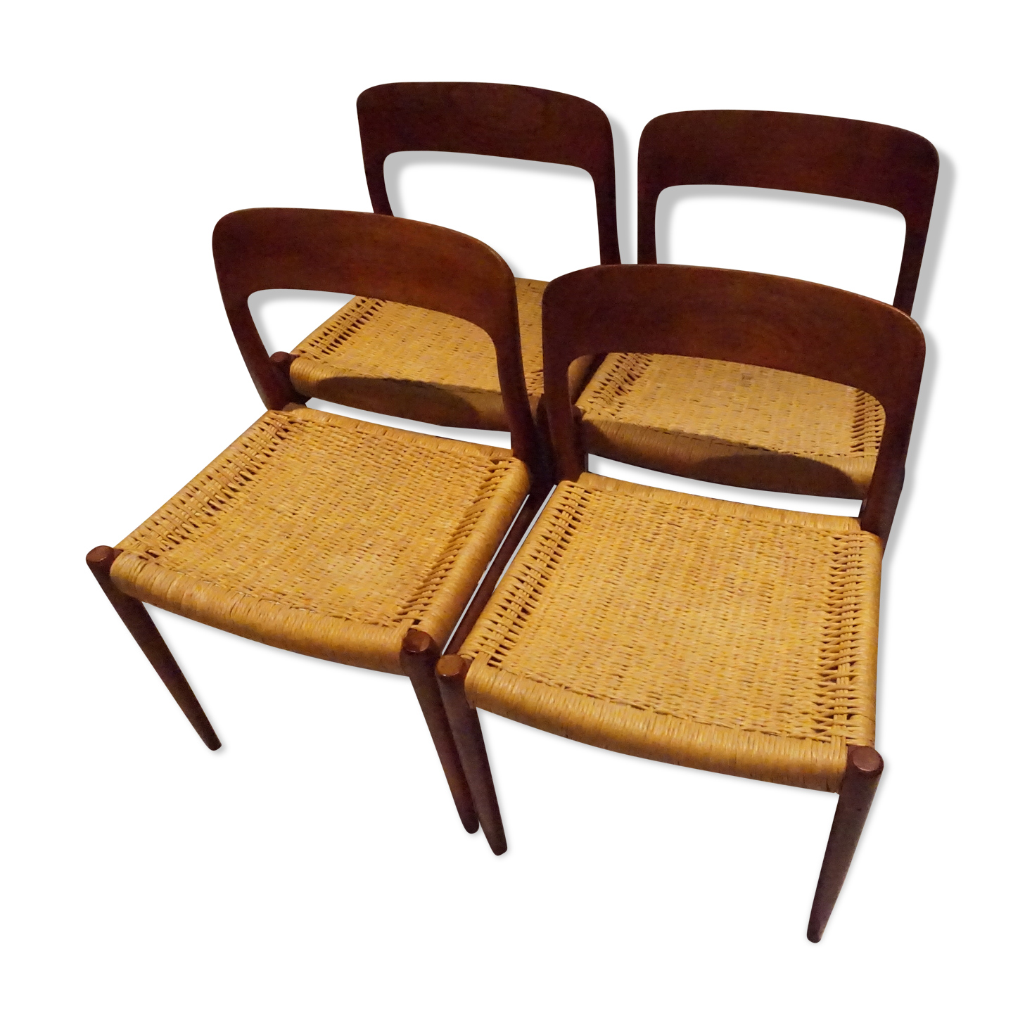 4 chairs Danoises Teck Model 75 from N.O.Moller