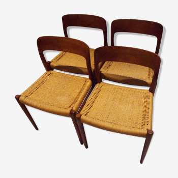 4 chairs Danoises Teck Model 75 from N.O.Moller