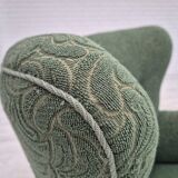 Fauteuil danois des années 1960, état d'origine, tissu d'ameublement, pieds en bois de hêtre.