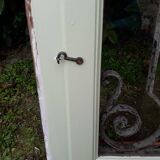 Window frame 179x88cm walnut oak wrought iron grille opening glass panel