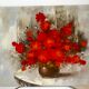 Old oil on canvas painting bouquet of red flowers signed