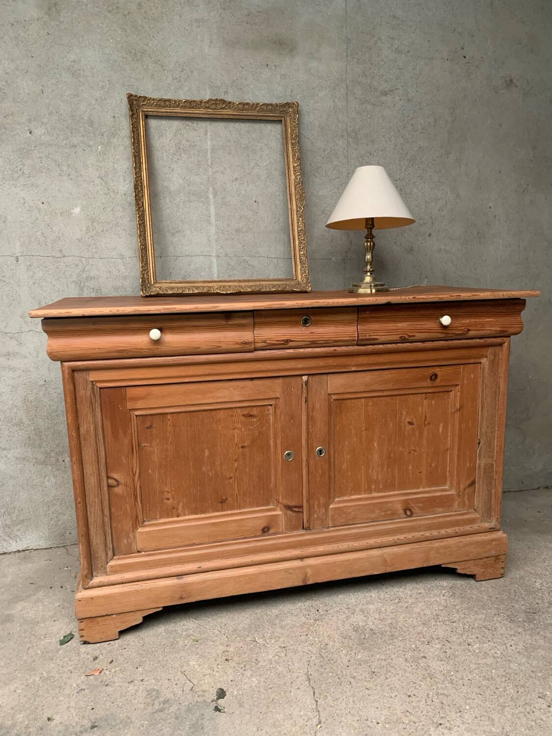 Honey-colored wood sideboard