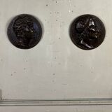 Pair of bronze medallions, Rouget de Lille and J.J. Rousseau