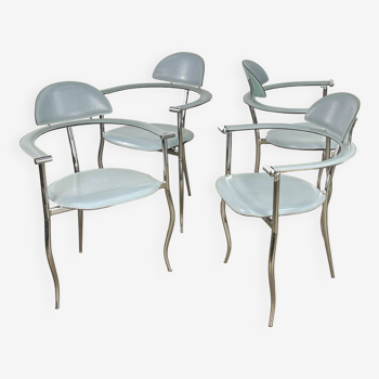 Ensemble de 4 chaises de salle à manger Marilyn Stiletto d'Arrben Italie en bleu