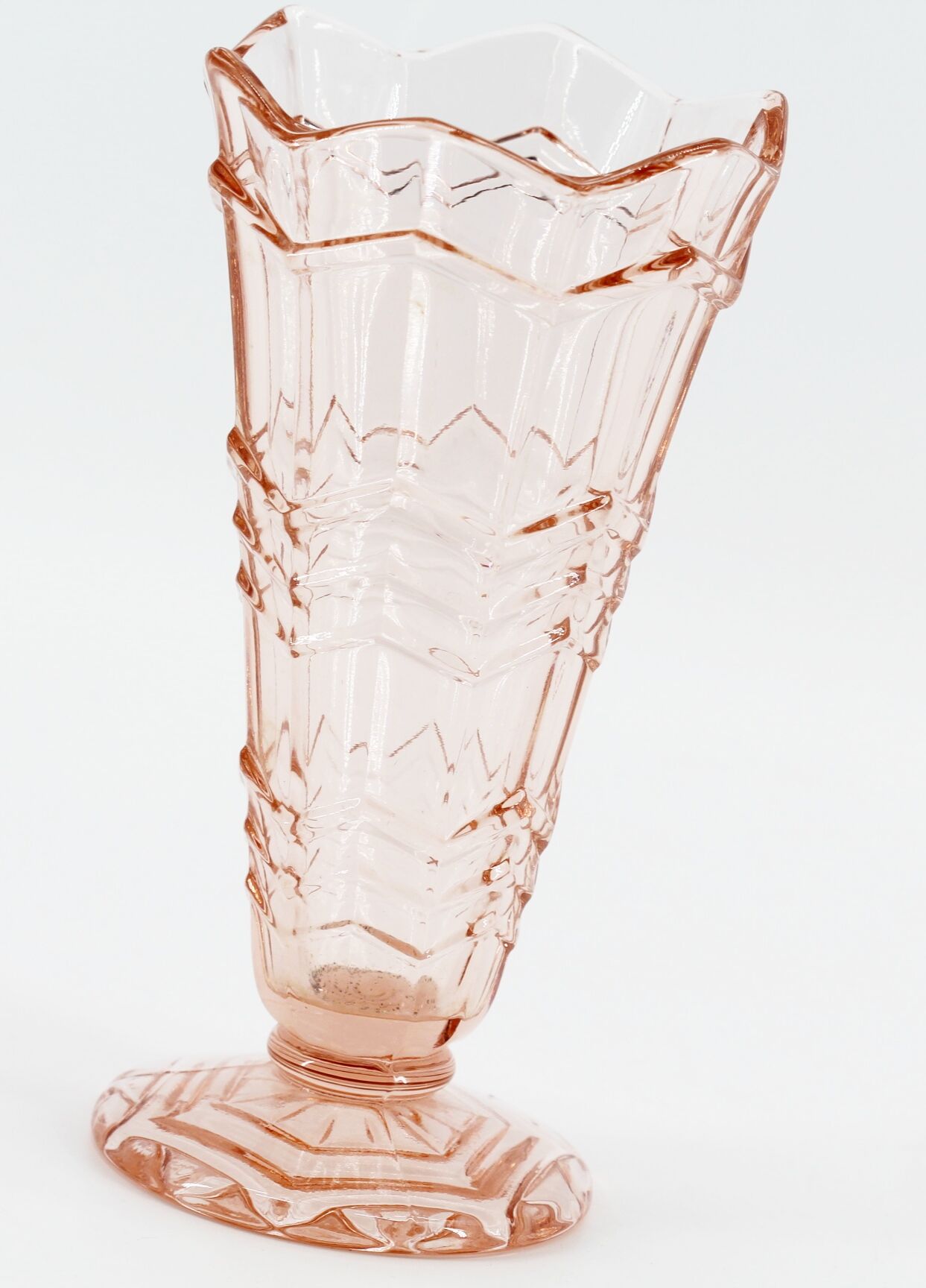 Vase en verre rose vintage Selency