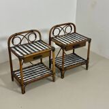 Pair of vintage 70s checkerboard bedside tables: Ref cindy