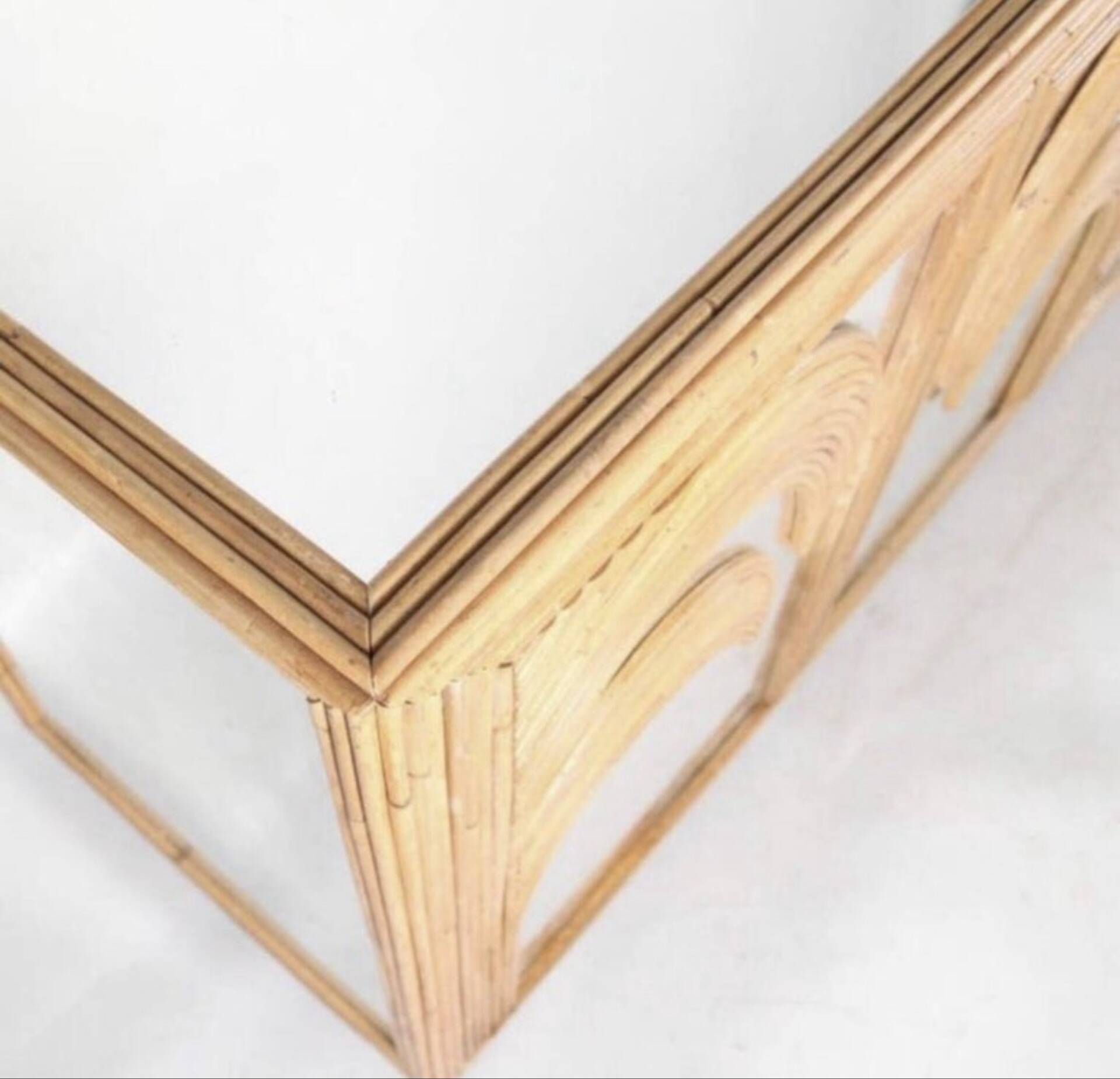 Enfilade « palmes » en rotin et miroirs 