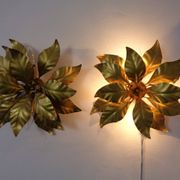 Golden Flower Shape Flushmounts by Hans Kögl, 1970s, Set of 2