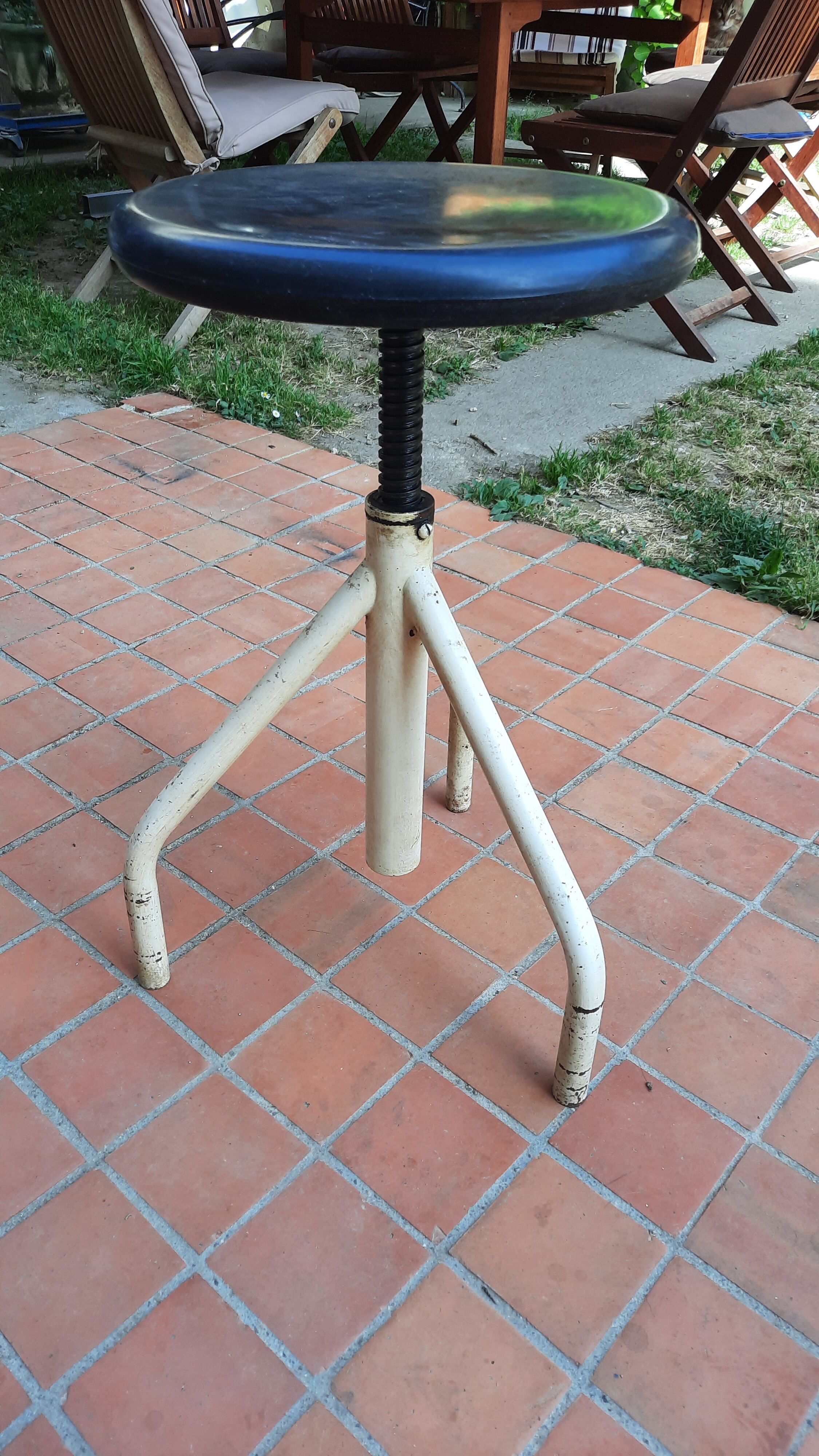 Metal and Bakelite screw stool