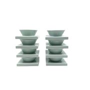 Set of 9 ceramic light blue ceramic bowls, I + I Italy, 1970s