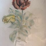 Deux roses entremélees signé Octave Matthey 1929