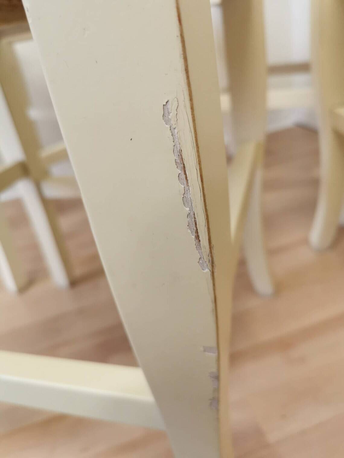 Set of 6 Vintage White Wooden Stool 1970s Boho Thatched Seat