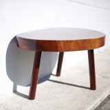 Wood coffee table, tripod table, thick wood table, living room table, brutalist, design, furniture