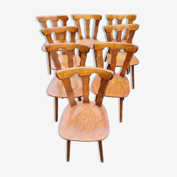 8 chain wood bistro chairs