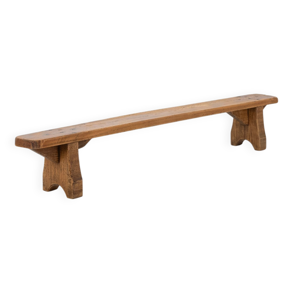 Banc bas rustique en bois, France, années 1850