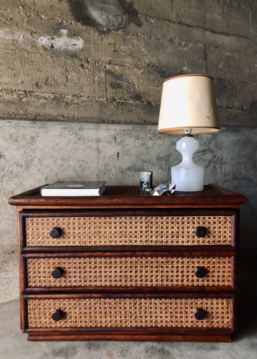 Vintage rattan chest of drawers "Maison Maugrion" R.Bobois