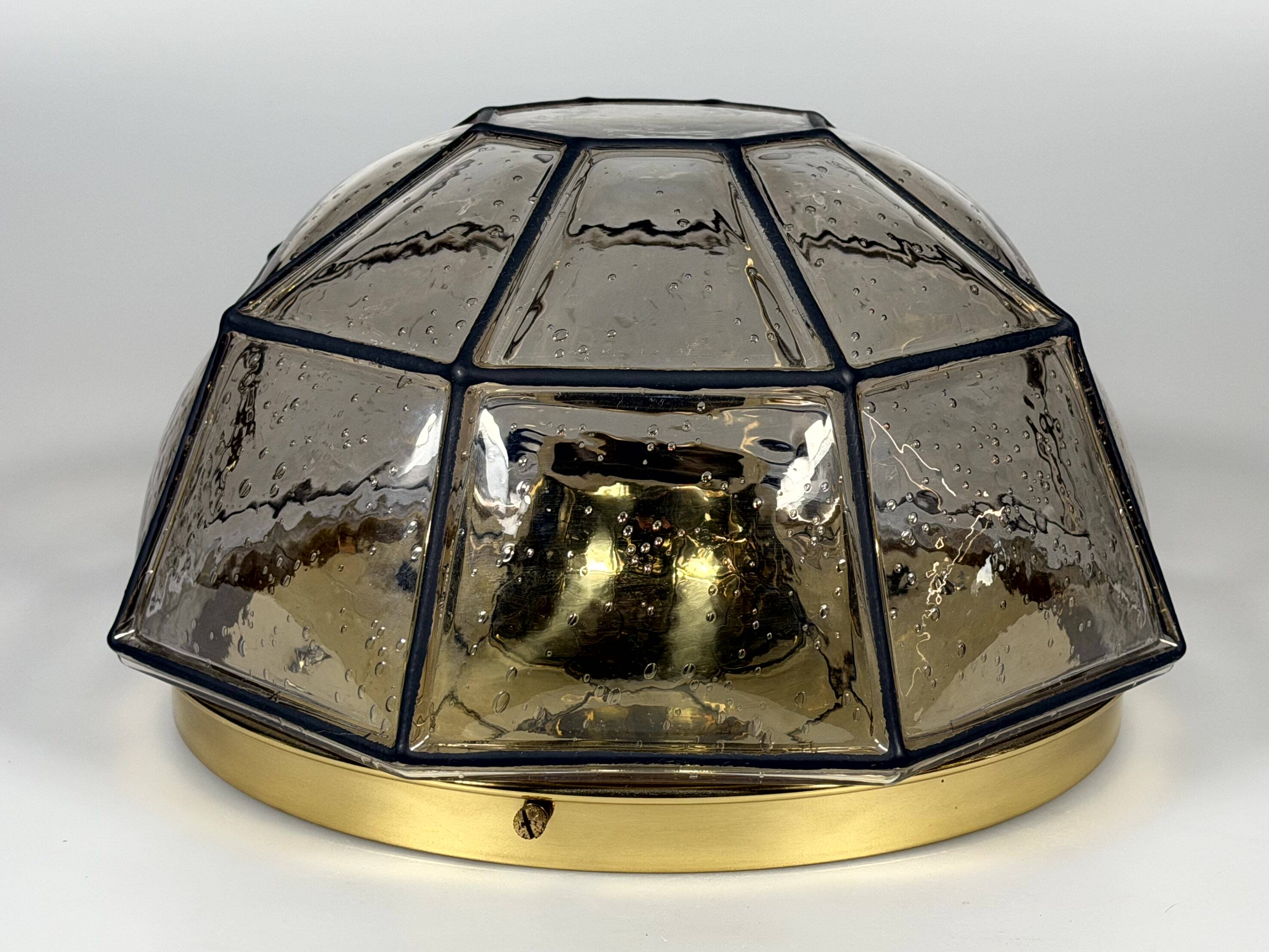 1960s 1970s Ceiling Lamp Flush Mount by Glashütte Limburg Germany