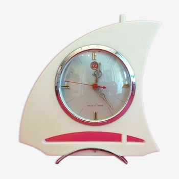 Alarm clock old mechanical vintage clock in the shape of a sailboat 50s - 60s