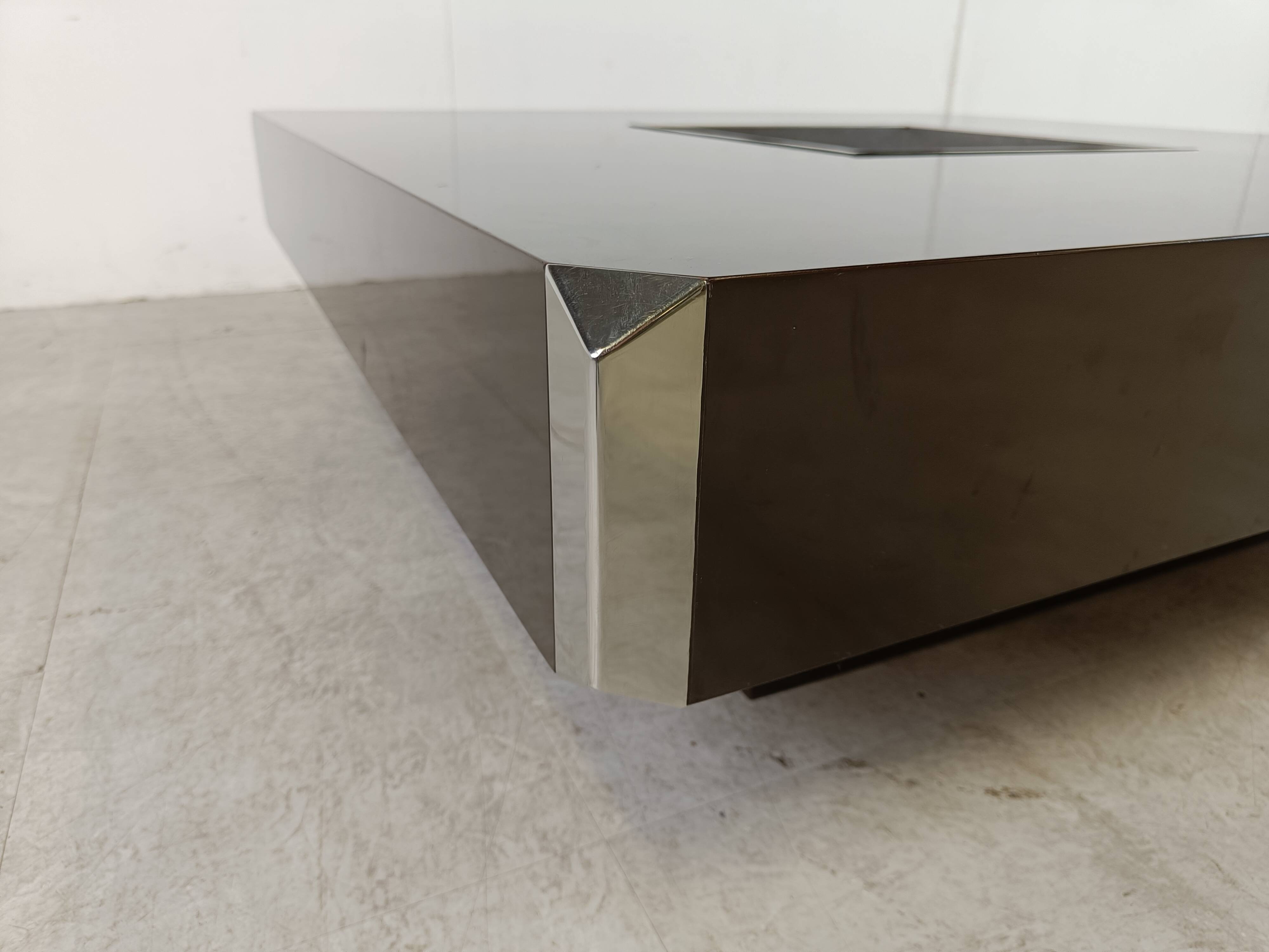 Square Alveo coffee table by Willy Rizzo, 1970s