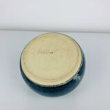 Vase boule céramique bleu, vintage