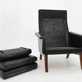 1970 Teak Leather High Back Armchair , Denmark