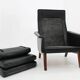 Fauteuil à dossier haut en cuir teck 1970, Danemark