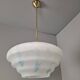 Napako Midcentury Modern Pendant Lamp in Opaline Glass and Brass, Czechoslovakia
