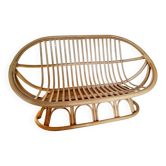 Vintage bohemian rattan canapé from the 60s and 70s.