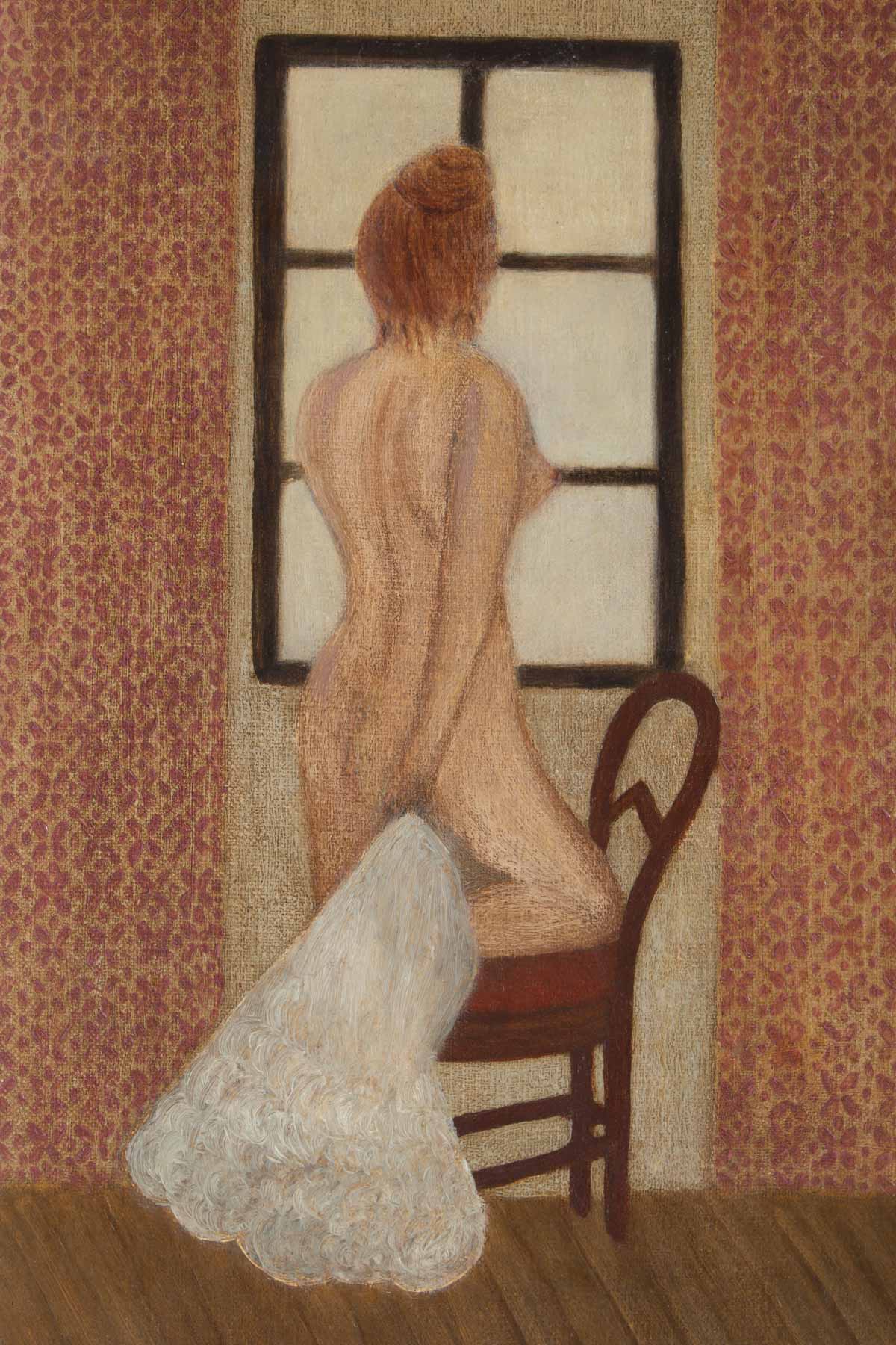 Painting, in front of a window