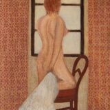 Painting, in front of a window