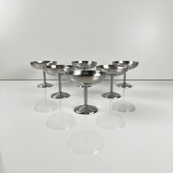 Set de 6 coupes à glace en inox Guy Degrenne avec cuillère