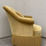 Golden velvet toad armchair