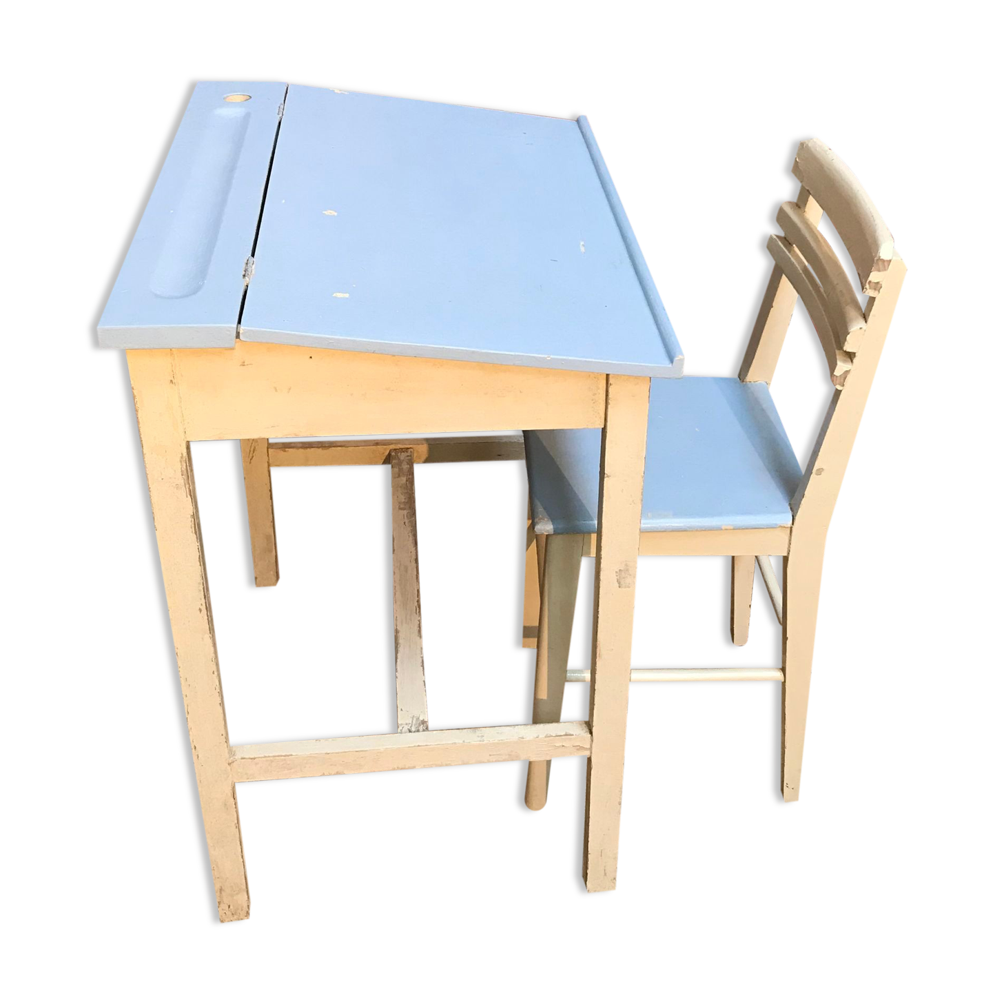School desk and chair