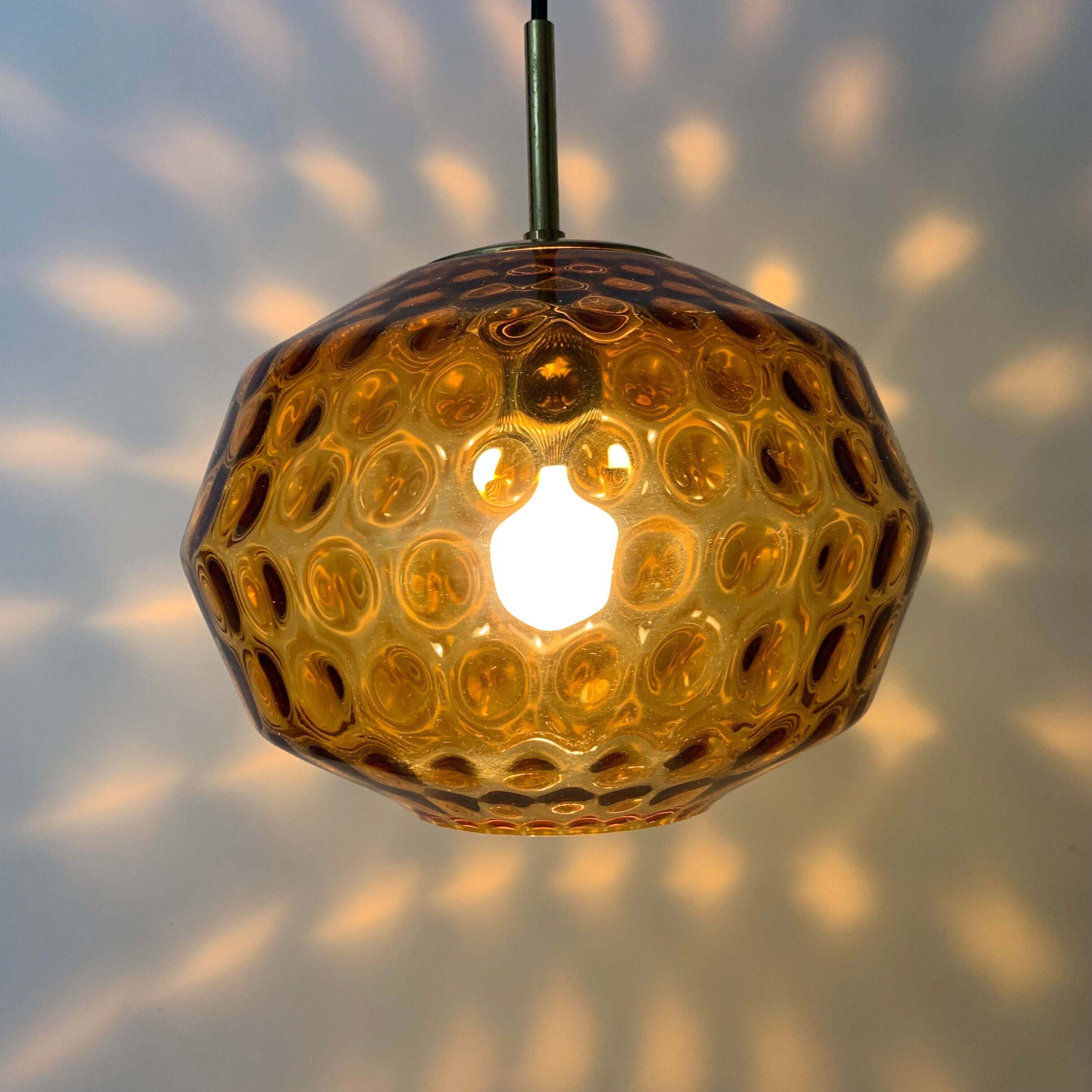 Limburg Glashutte glass hanging lamp , 1970