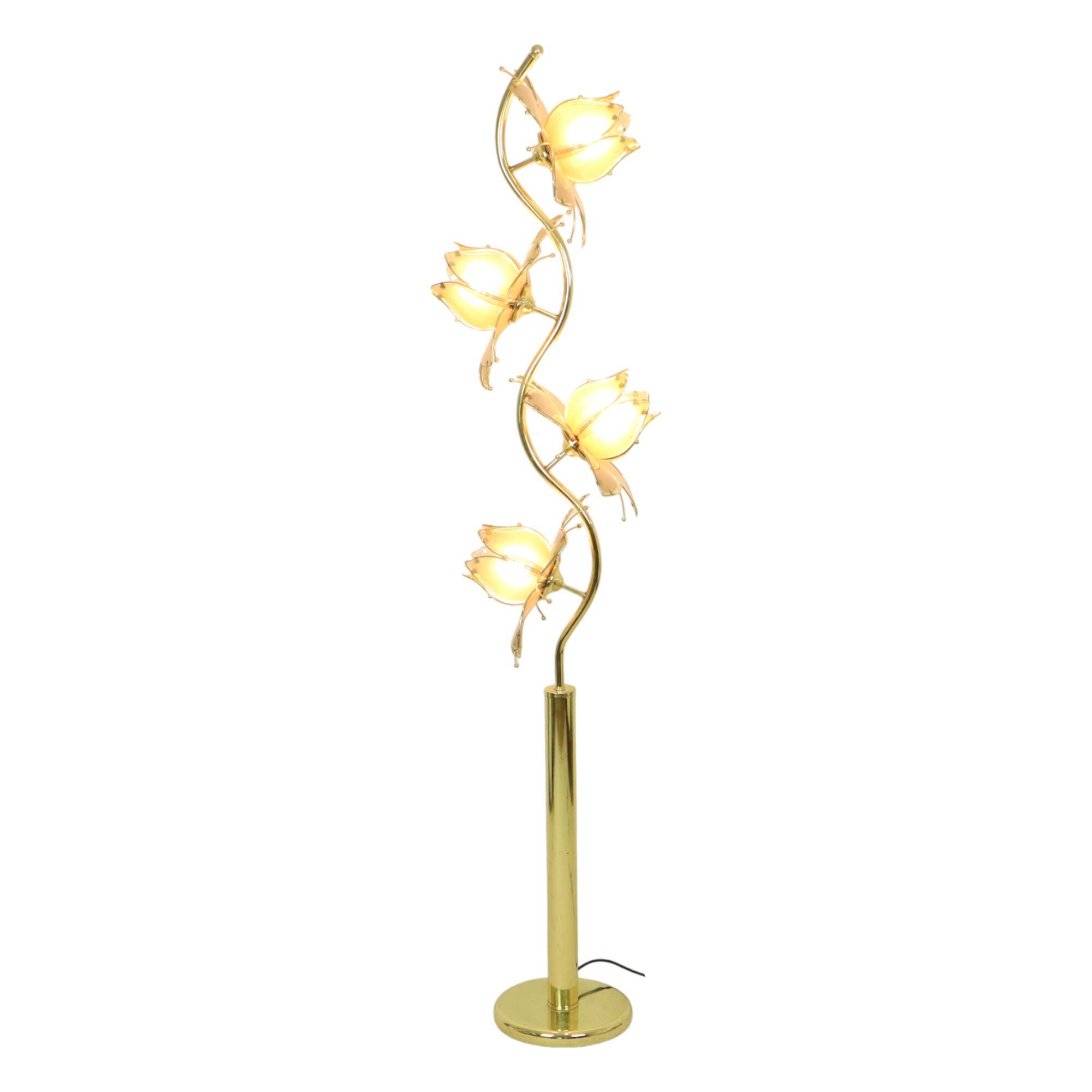 Italian Lotus Lamp XL Floor Lamp Hollywood Regency 190cm