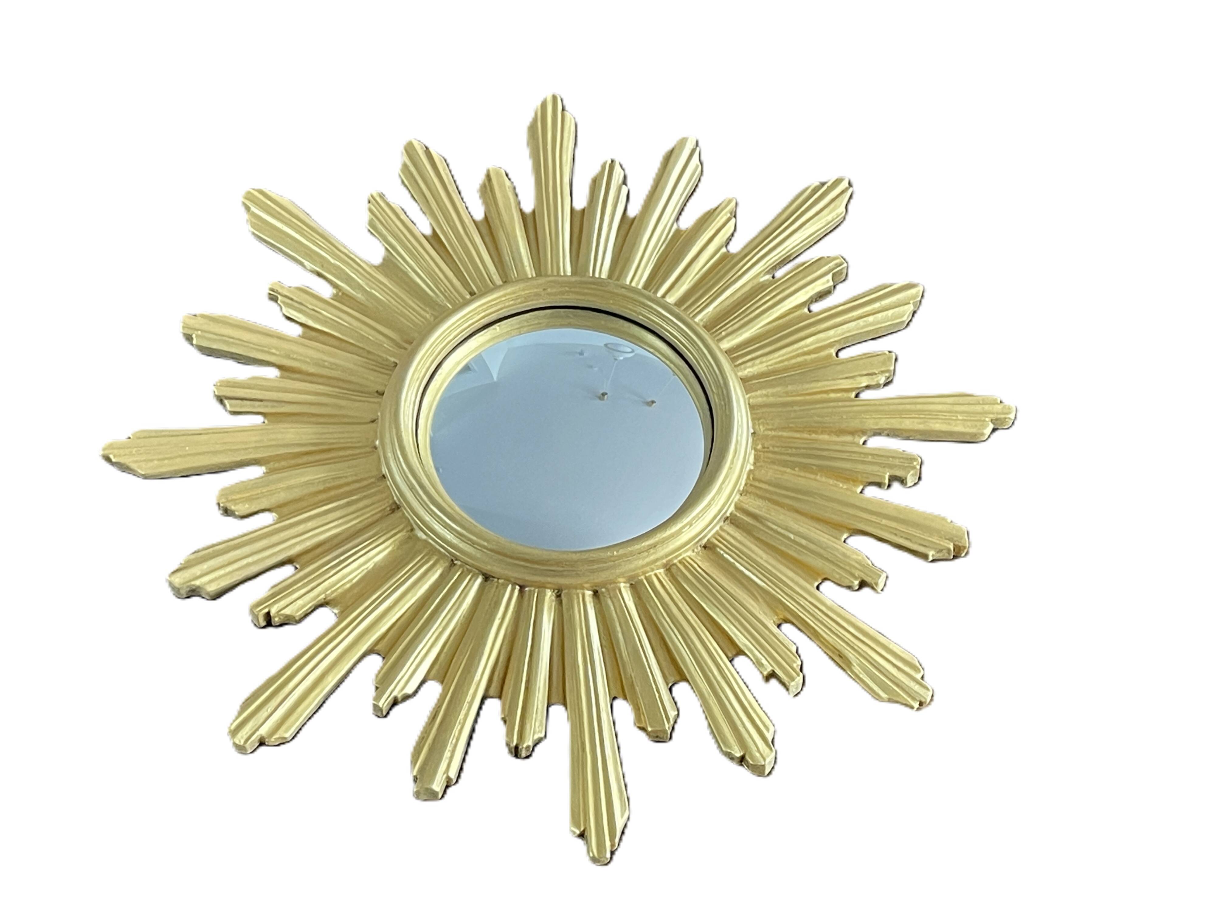 Golden resin "witch's eye" sun mirror, 52 cm