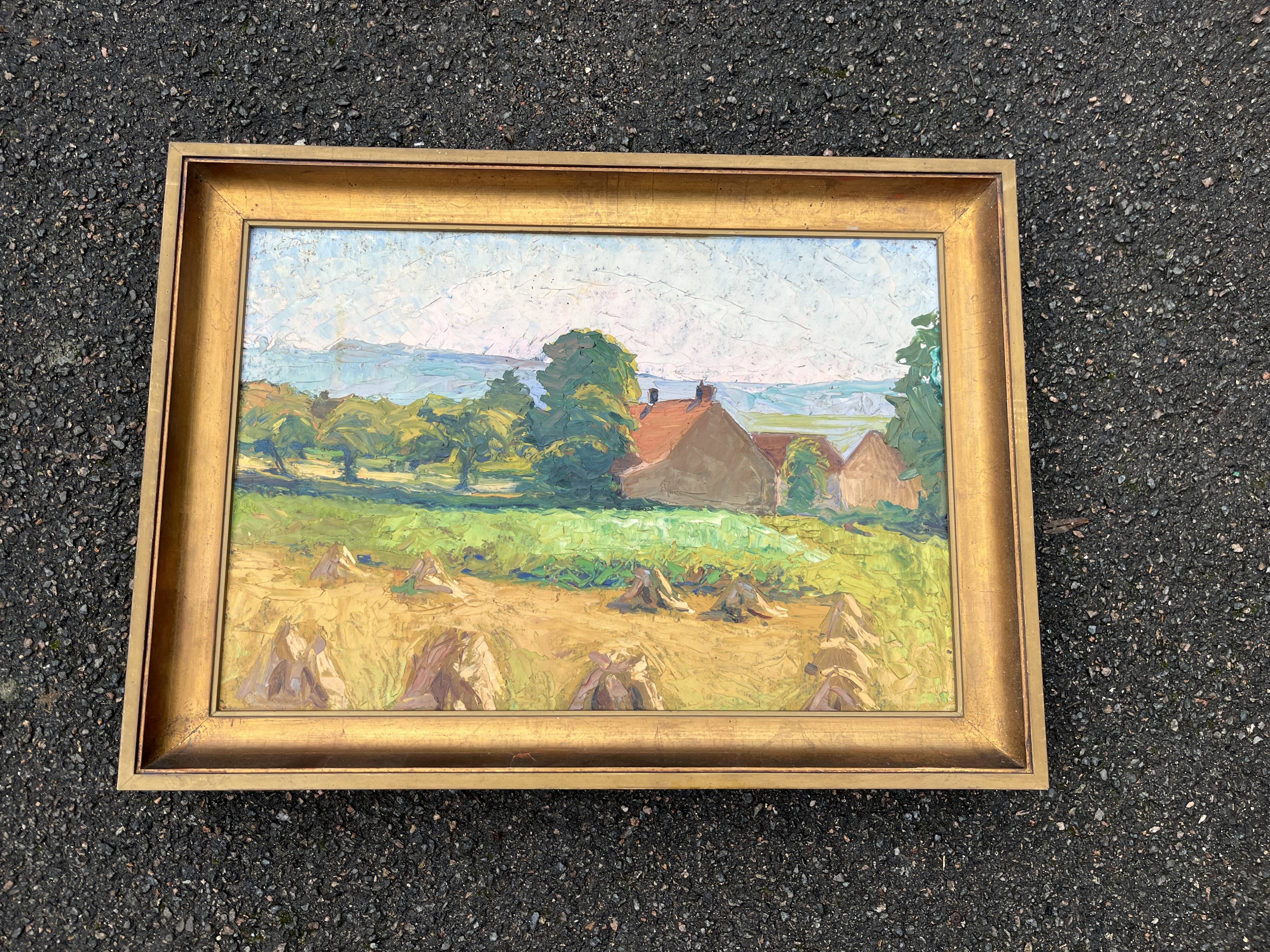 Impressionist painting – Harvest landscape